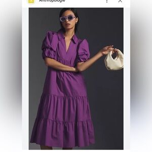 English Factory Purple Tiered Midi Dress